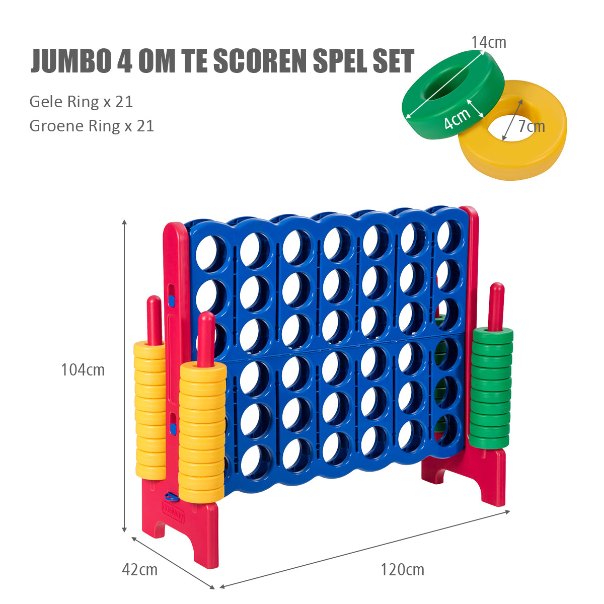 LIVSK Jumbo 4-op-een-rij Spelset - Interactief voor Kinderen en Volwassenen - Duurzaam PE/PP - Lichtgewicht en Draagbaar - Rood