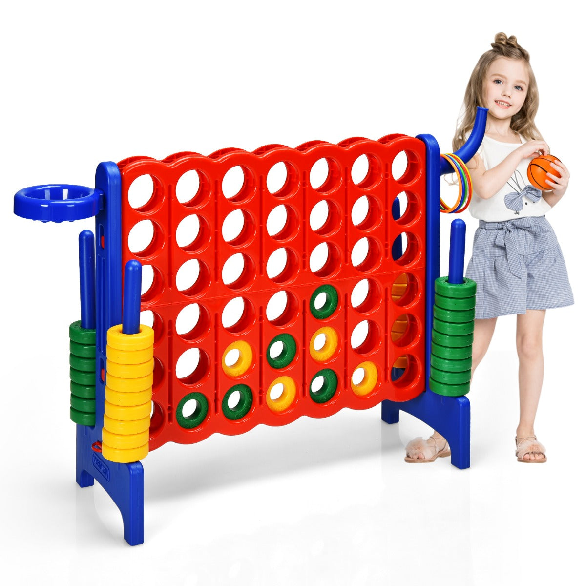 LIVSK Reuze 4-in-1-rij Spelset - Duurzaam PP en PE - Kindvriendelijk - Voor Binnen en Buiten - Ontwikkelt Vaardigheden -