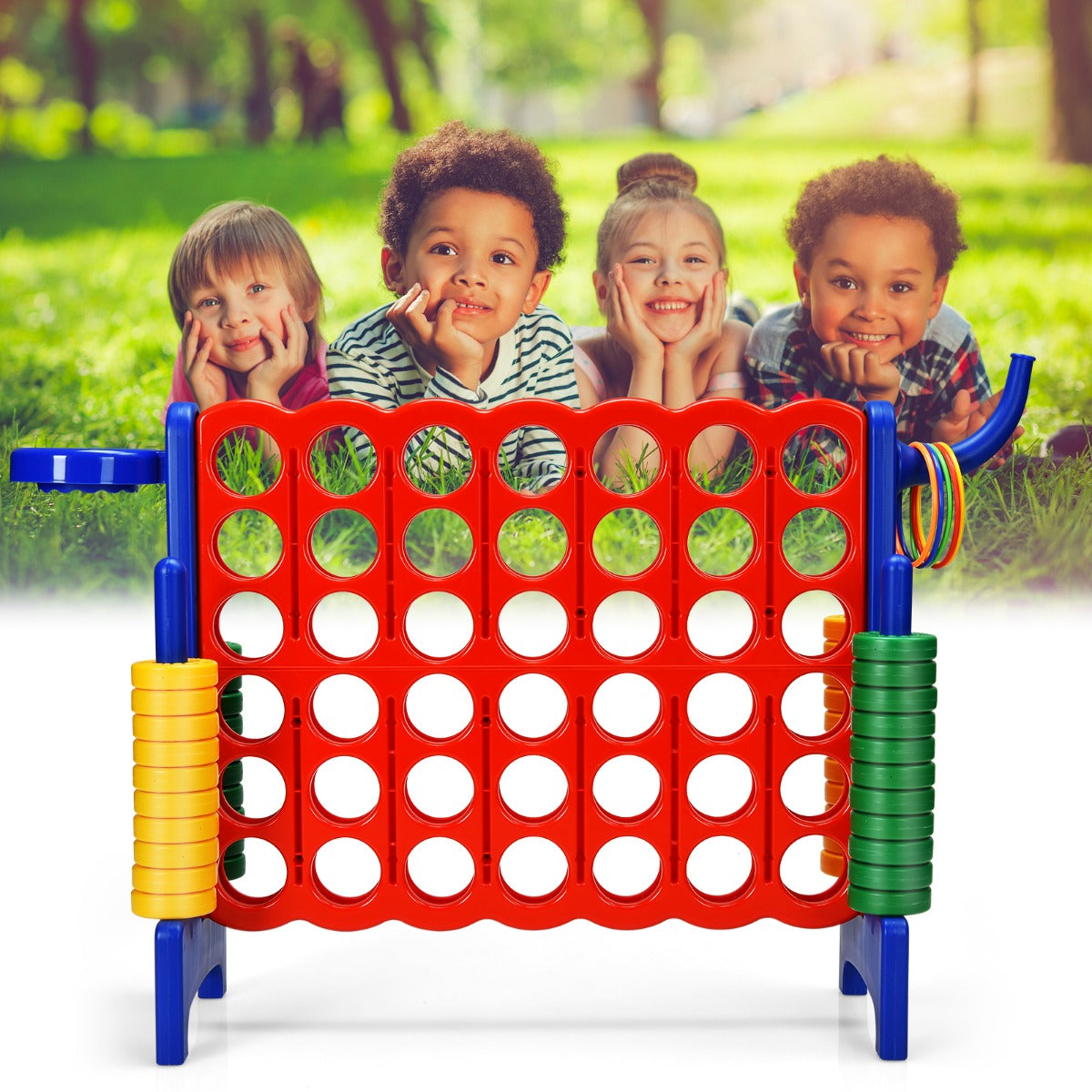 LIVSK Reuze 4-in-1-rij Spelset - Duurzaam PP en PE - Kindvriendelijk - Voor Binnen en Buiten - Ontwikkelt Vaardigheden -