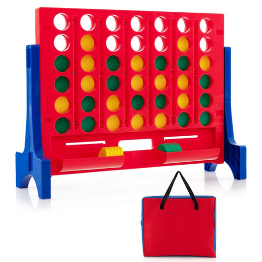 LIVSK Match 4-op-een-rij Spelset - Extra Groot - Draagtas - 42 Schaakstukken - Voor Binnen en Buiten - Blauw