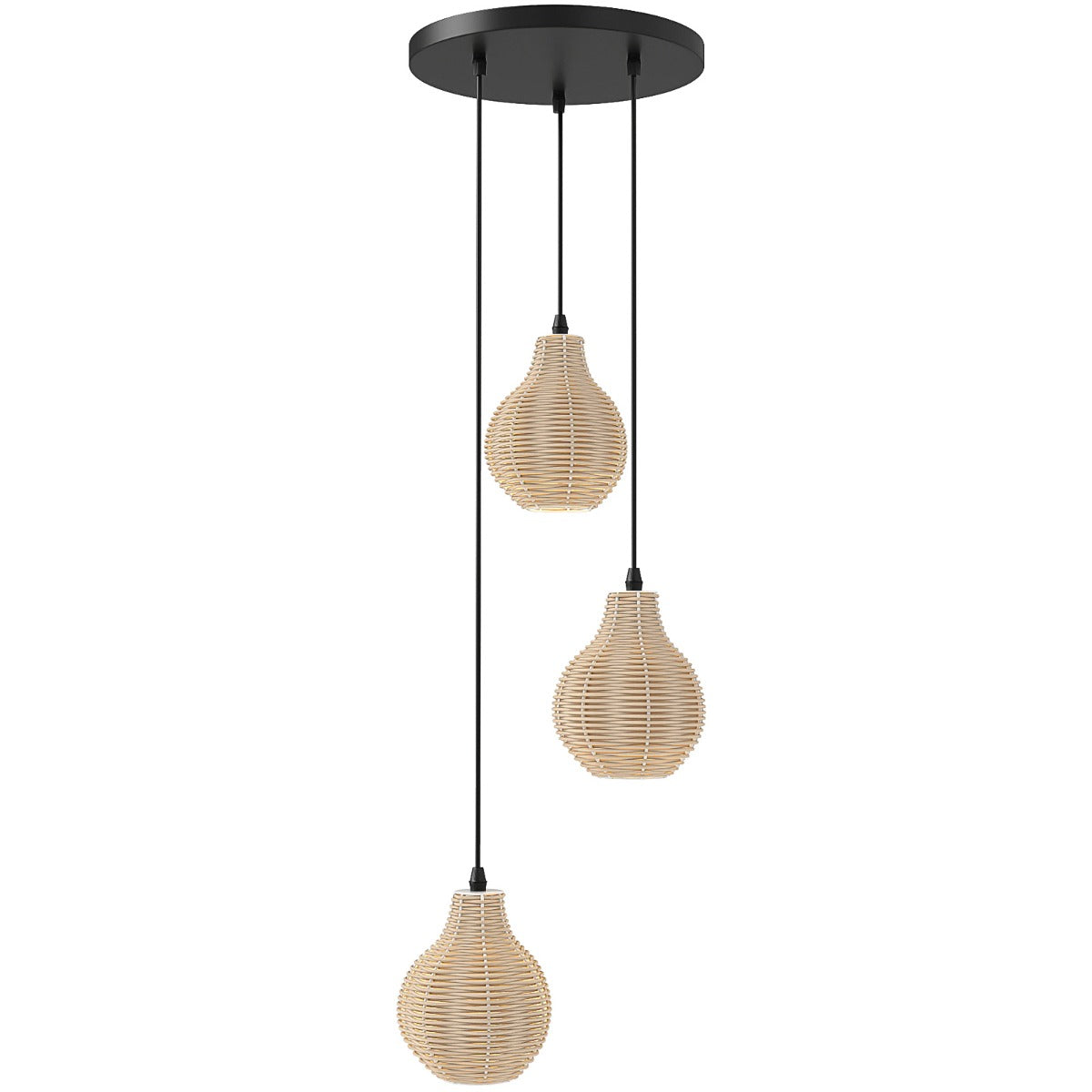 Livsk costway rieten hanglamp hanglamp met drie lampen in boheemse stijl met stevig metalen frame en e27 fittingen 1 1