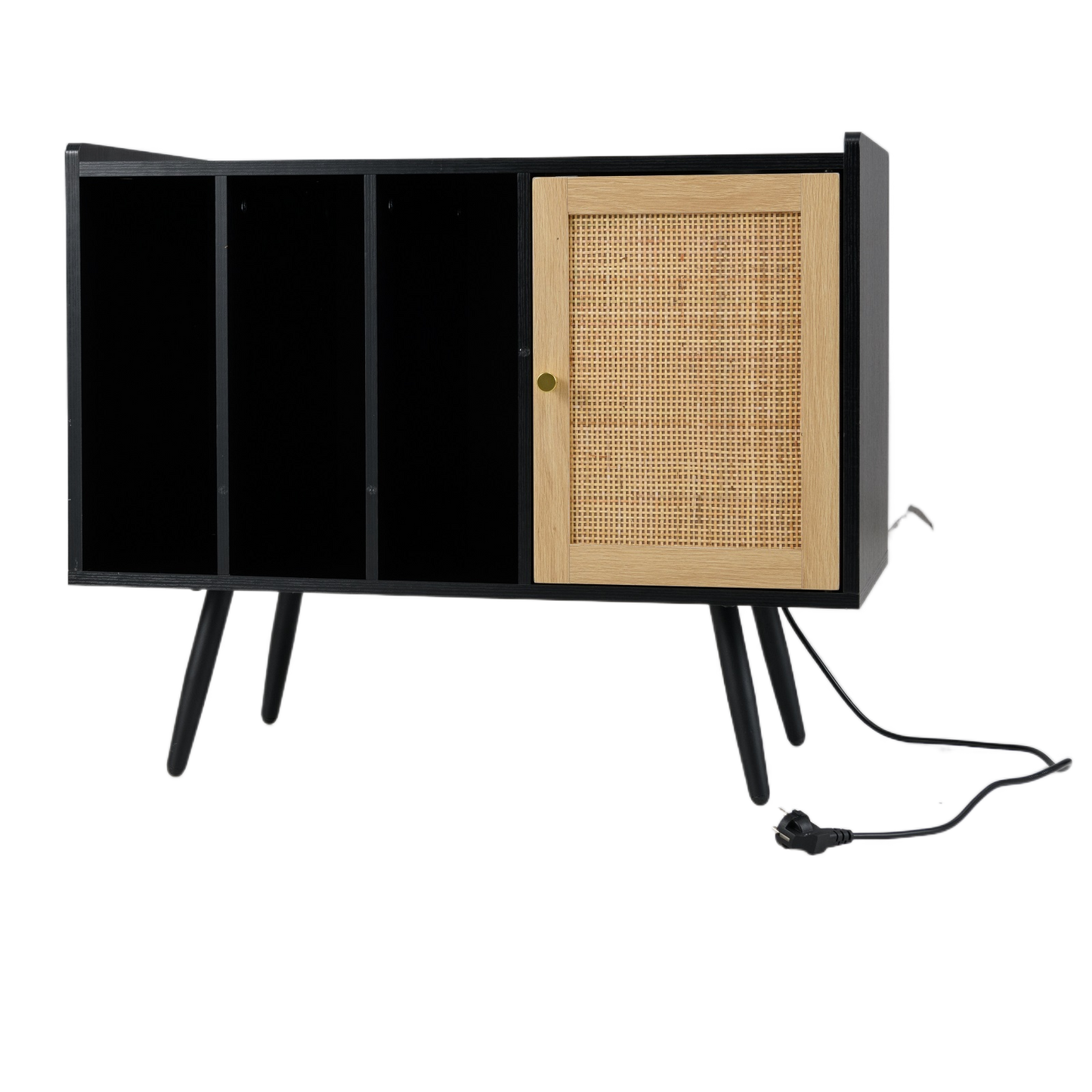 LIVSK Draaitafelstandaard met Oplaadstation - Vinylopslag voor 220 Platen - Kabelmanagement - Stabiel Design - 80 x 40 x 65 cm -