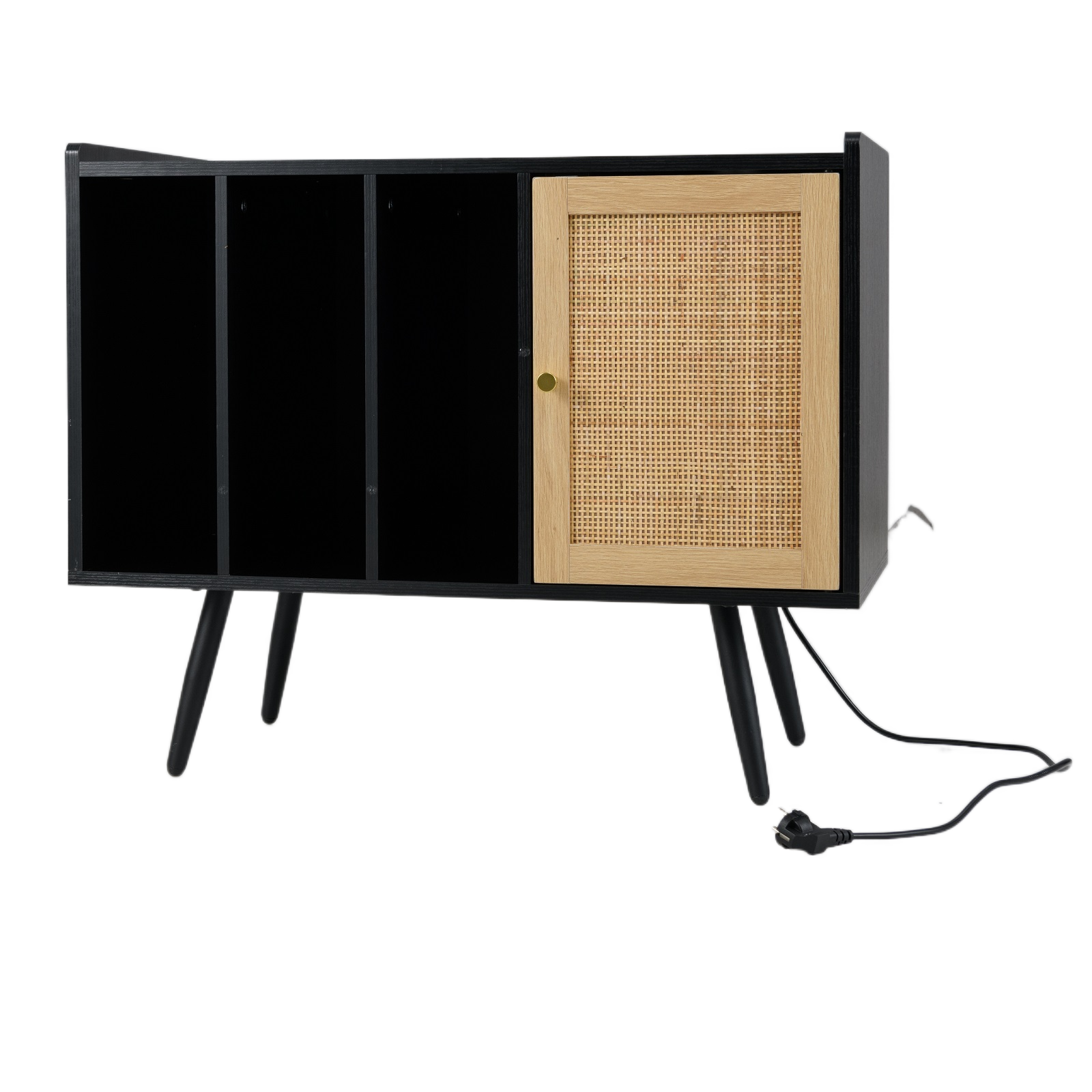 LIVSK Draaitafelstandaard met Oplaadstation - Vinylopslag voor 220 Platen - Kabelmanagement - Stabiel Design - 80 x 40 x 65 cm -