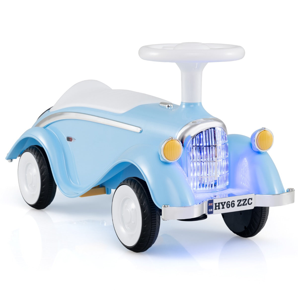 LIVSK Peuterlopauto met LED-lampen - Stuur met Toeter - Veilig en Stabiel - Opbergruimte - Tot 15 kg - Blauw