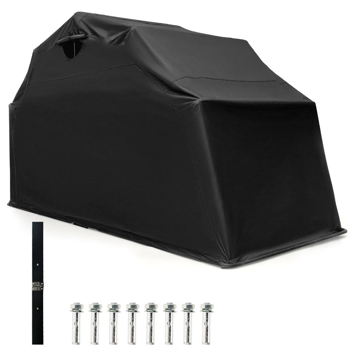 LIVSK Motoroverkapping - Waterdicht 600D Oxford - Robuust Metaal - Ventilatie met Gaasramen - 345 x 137 x 190 cm - Zwart