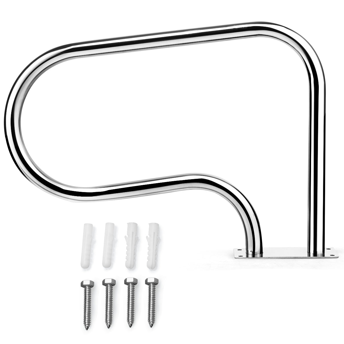 LIVSK Zwembadleuning - Roestvrij Staal - Gebogen Design voor Eenvoudige Grip - Veilig en Duurzaam - 81 x 10 x 57 cm - Zilver