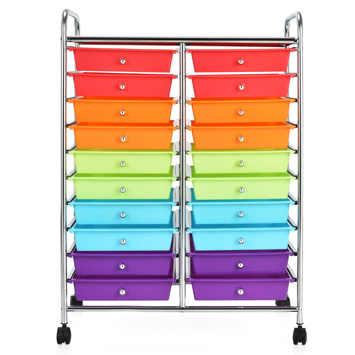 LIVSK Opbergtrolley met 20 Lades - Verrijdbaar met Bovenblad Organizer - Stalen Frame - 64 x 39 x 88 cm - Kleurrijk