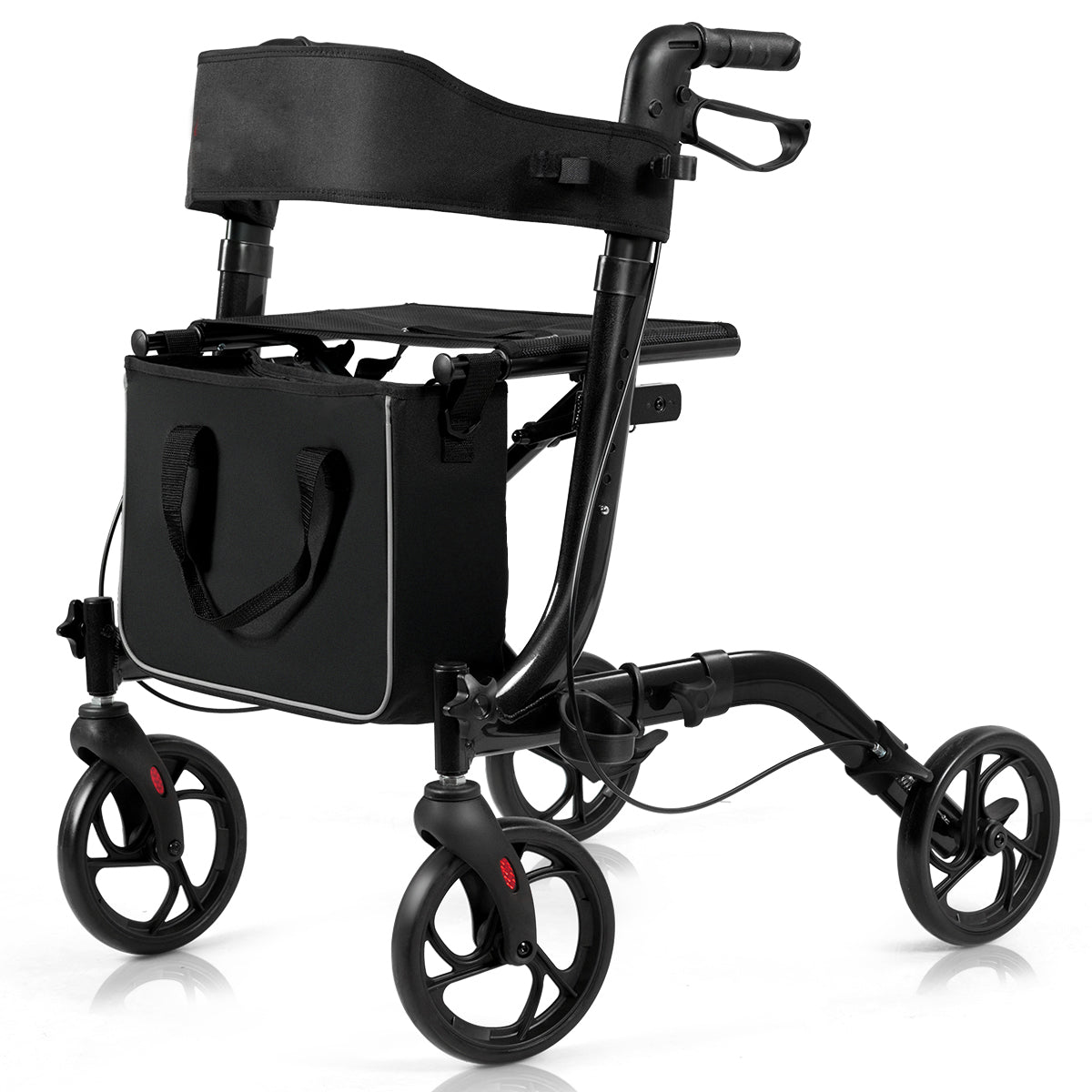 LIVSK Opvouwbare Rollator - Lichtgewicht Aluminium - Verstelbare Hoogte - Ergonomische Handgrepen - Tot 136 kg - Zwart