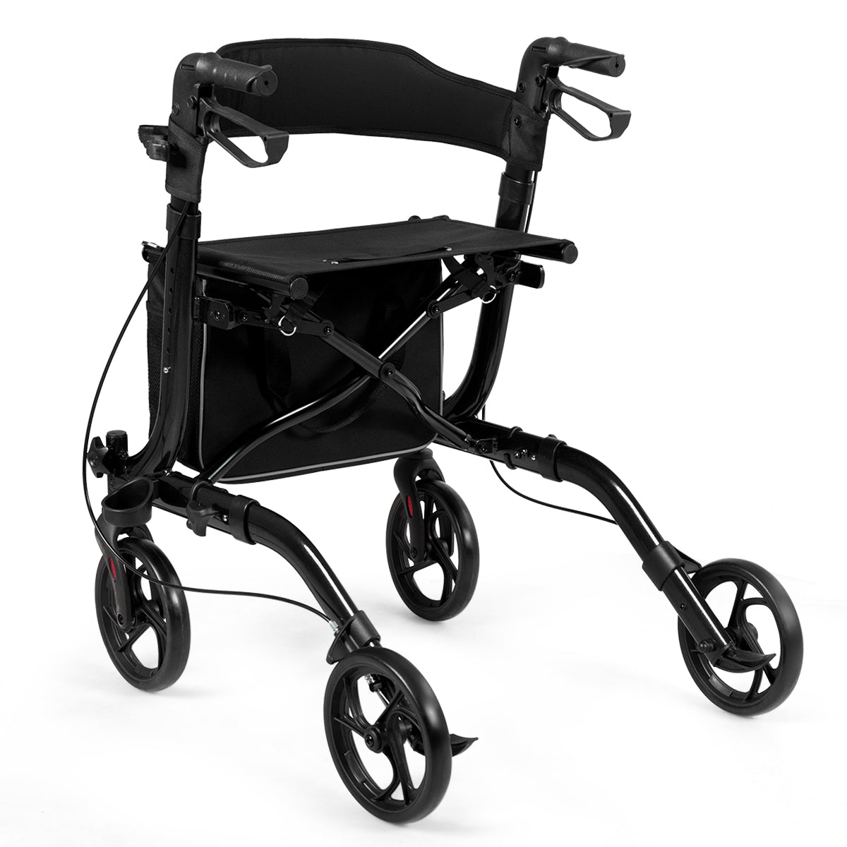 LIVSK Opvouwbare Rollator - Lichtgewicht Aluminium - Verstelbare Hoogte - Ergonomische Handgrepen - Tot 136 kg - Zwart