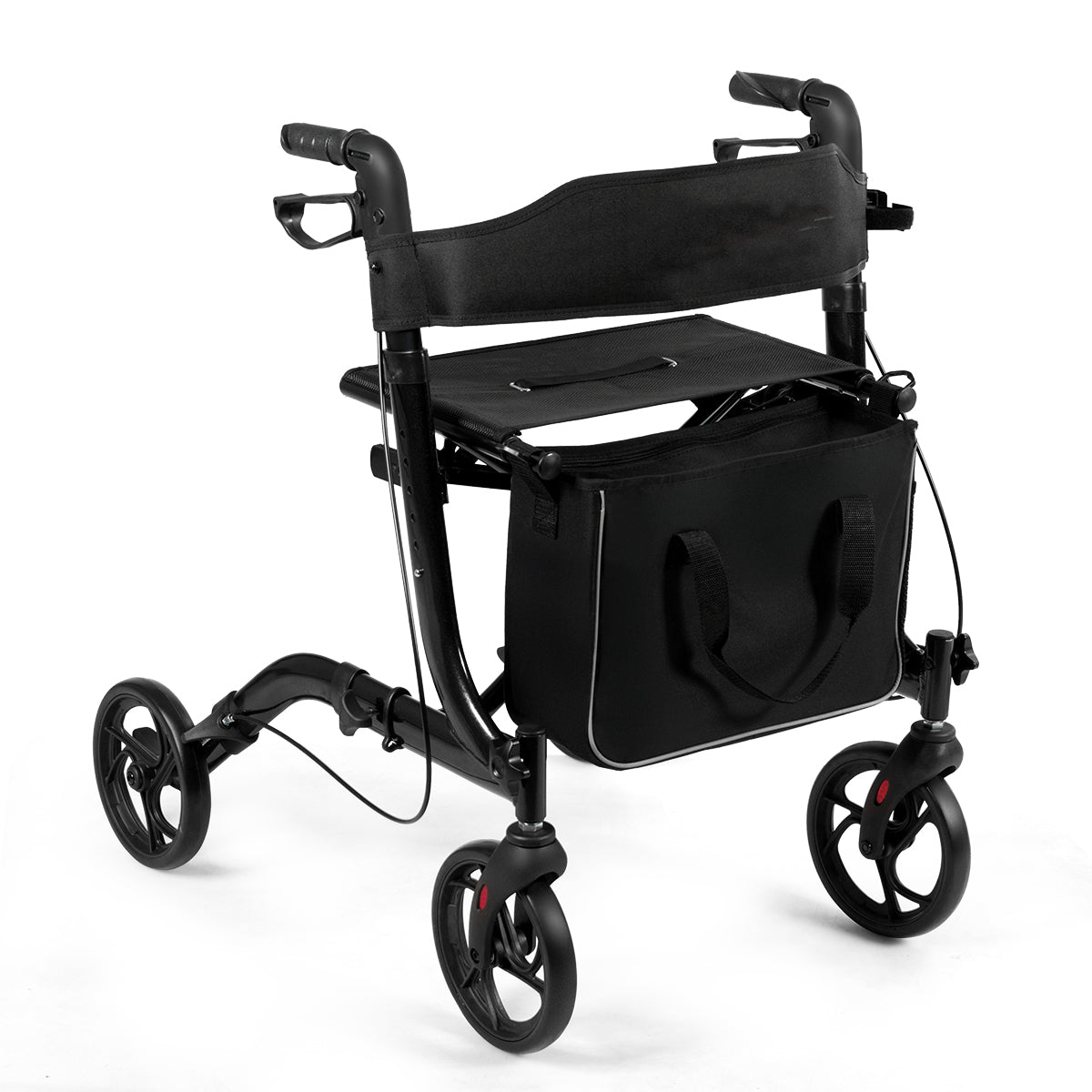 LIVSK Opvouwbare Rollator - Lichtgewicht Aluminium - Verstelbare Hoogte - Ergonomische Handgrepen - Tot 136 kg - Zwart