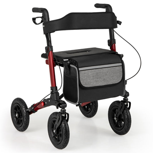 LIVSK Opvouwbare Rollator voor Senioren - Lichtgewicht Aluminium - 23 cm Luchtbanden - Verstelbare Greephoogte - Tot 140 kg -