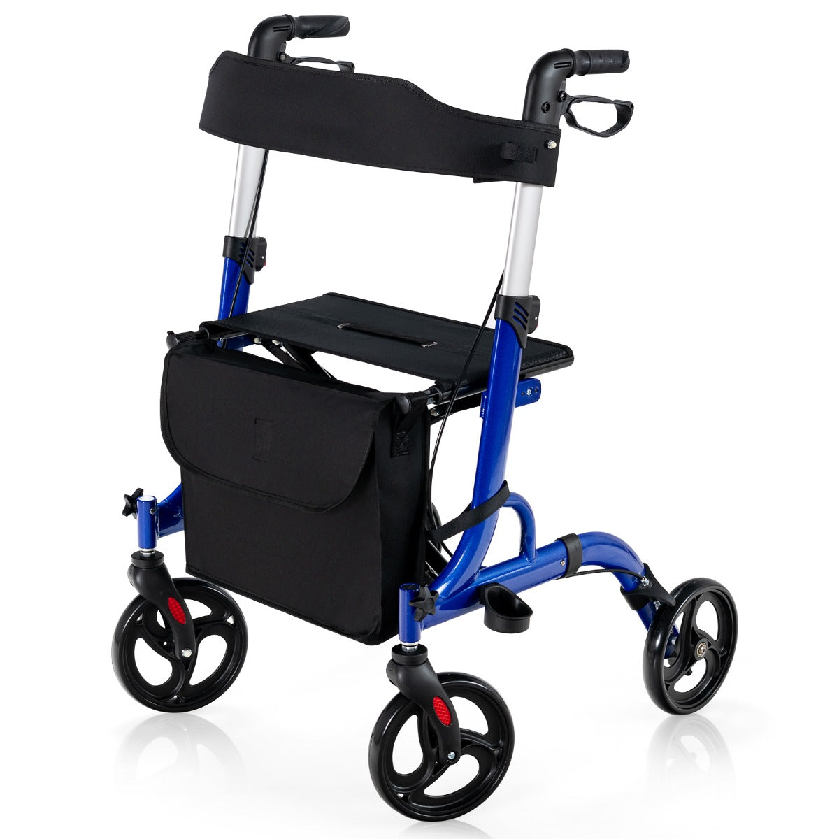 LIVSK 2-in-1 Rollator met Zitting - Verstelbare Antislip Handgrepen - Dubbel Remsysteem - Opvouwbaar - Draagvermogen tot 150 kg -