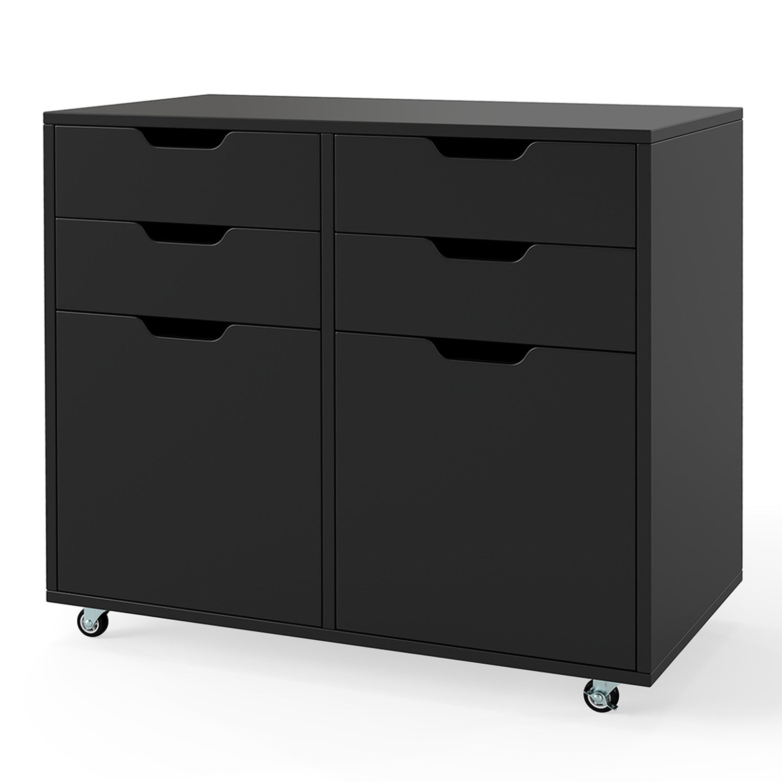 LIVSK 4-laden commode met rollcontainer - Mobiel met 5 wielen - Ruimte voor kantoorbenodigdheden - Tot 85 kg - Zwart