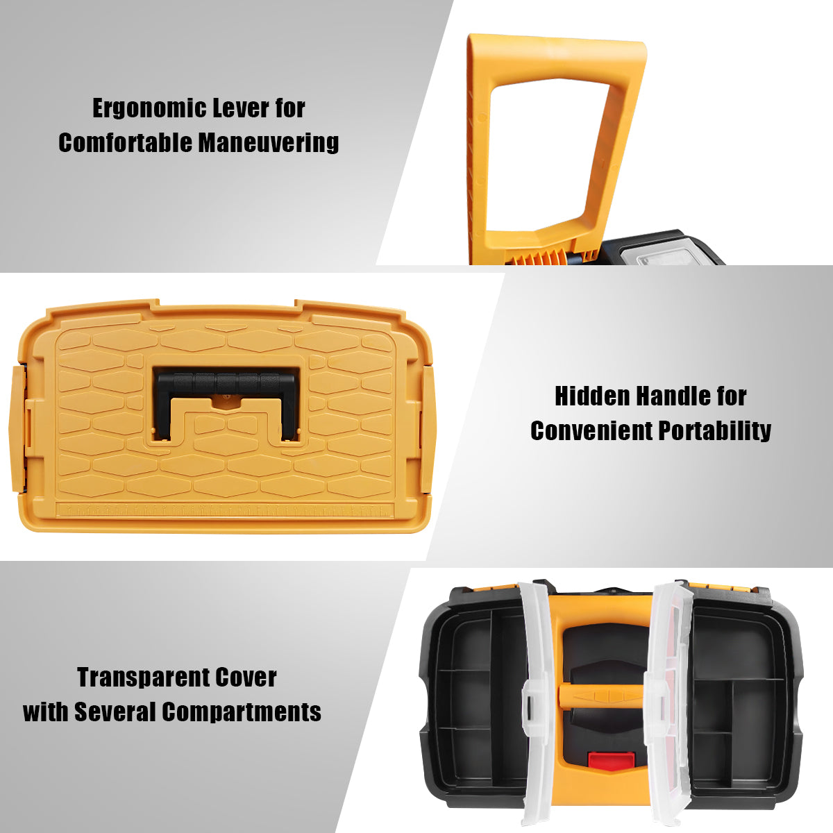 LIVSK Stapelbare Gereedschapskist - 3-in-1 Ontwerp - Soepel Rollende Wielen - Veiligheidsloten - 45 x 26,5 x 67,5 cm - Zwart