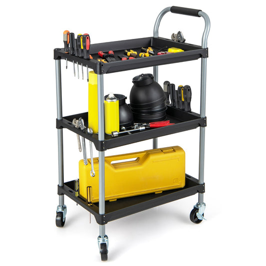 LIVSK Gereedschapswagen 3-laags - Robuuste Metalen Constructie - Vergrendelbare Wielen - Ergonomische Handgreep - 64 x 40 x 102
