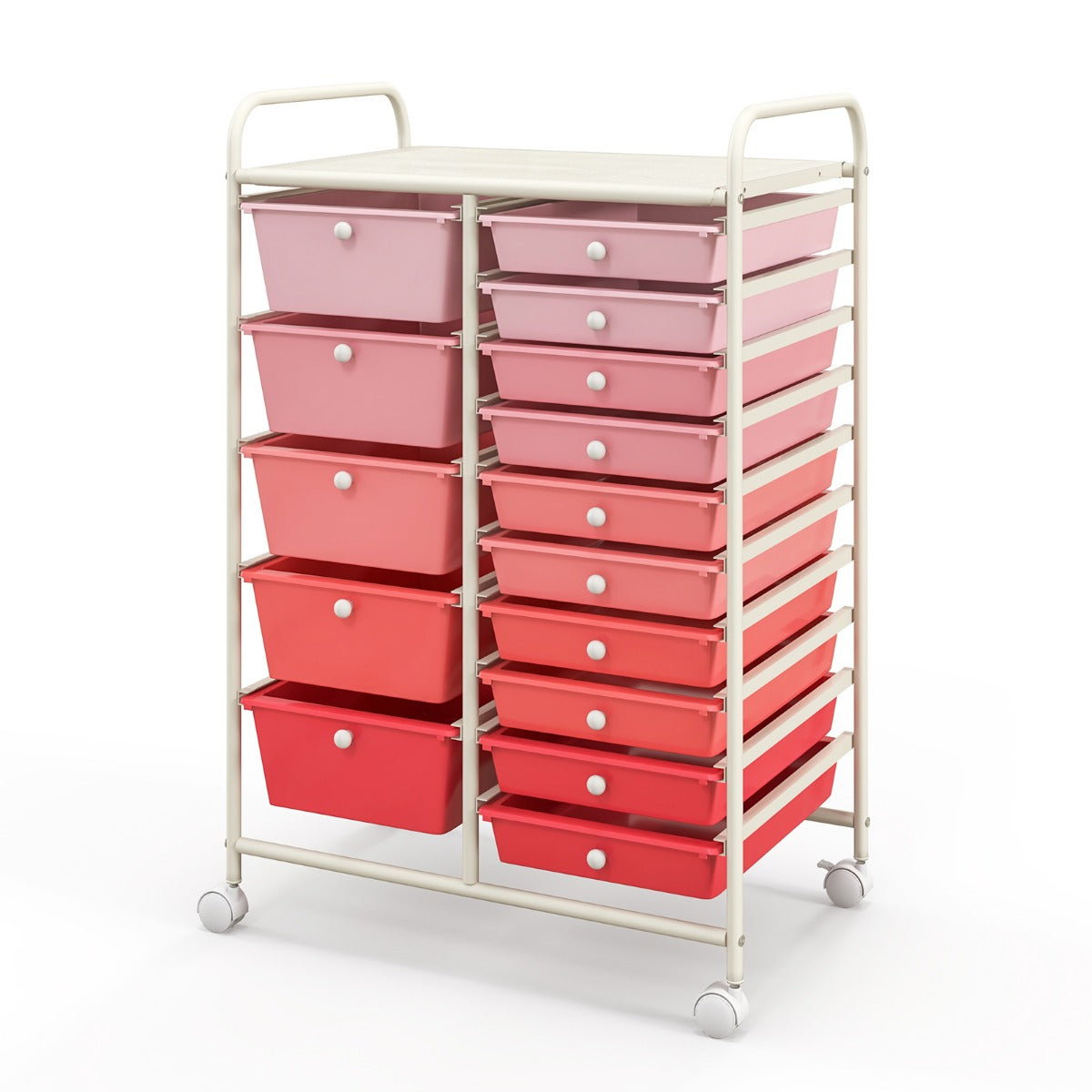 LIVSK Rolcontainer met 15 Laden - Kunststof & IJzer - 360° Draaibare Wielen - Voor Badkamer, Kapsalon of Kantoor - 63 x 37 x 87