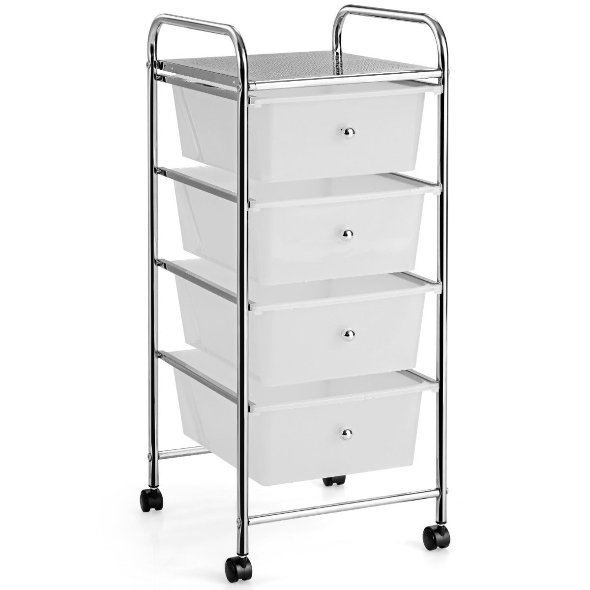 LIVSK Rollade-opbergwagen met 4 Lades - Verticale Trolley - Vergrendelbare Wielen - Robuust Metaal - 37 x 32 x 76 cm -