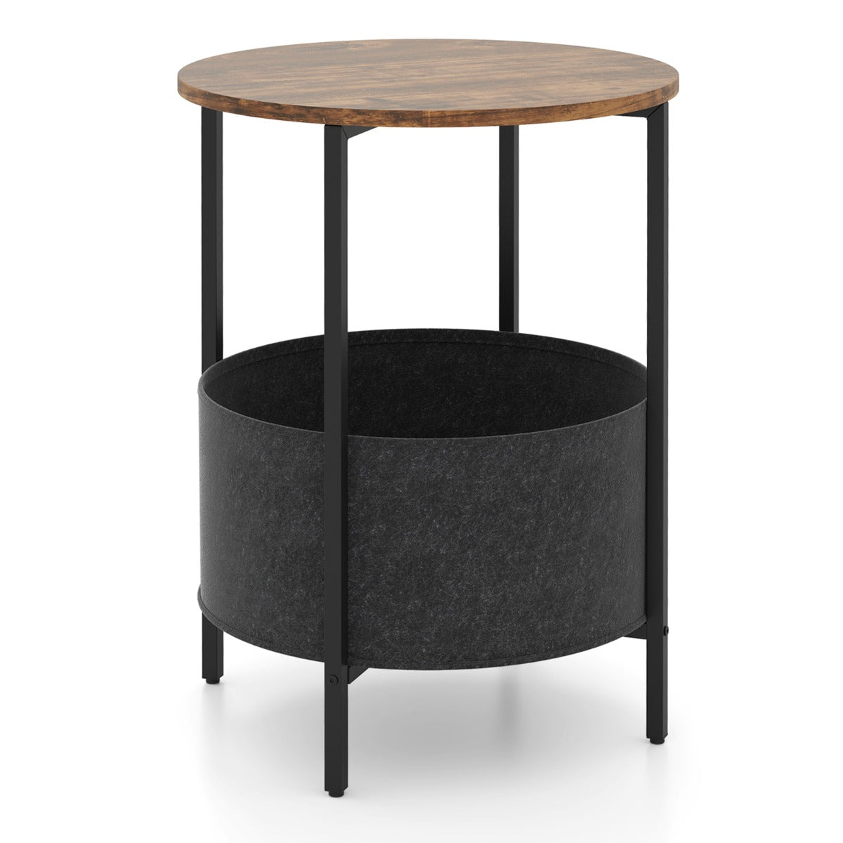 LIVSK Verwijderbare Vilten Bijzettafel - Ruim Rond Blad 44 cm - Stevig Metaal met X-vormige Basis - Tot 30 kg - Grijs