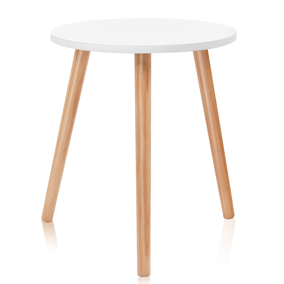 LIVSK Bijzettafel - Stevig MDF Tafelblad - Dennenhouten Poten - Ruimtebesparend - 40 x 40 x 48 cm - Wit + Natuurlijk