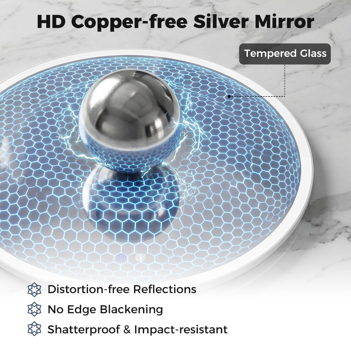 Livsk costway ronde led badkamerspiegel 60 cm make upspiegel met achtergrondverlichting om aan de muur te hangen