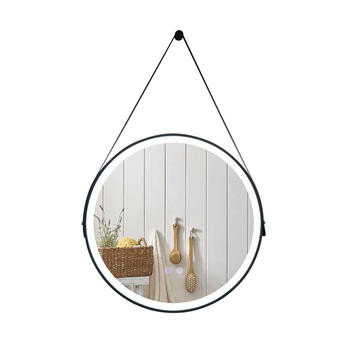 LIVSK Moderne LED Ronde Badkamerspiegel - Dimbare 3 Kleurtemperaturen - Anti-Mist - Geheugenfunctie - Ø 60 cm - Zilver