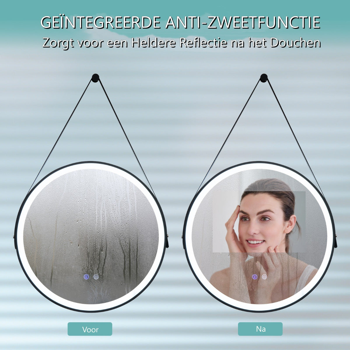 LIVSK Moderne LED Ronde Badkamerspiegel - Dimbare 3 Kleurtemperaturen - Anti-Mist - Geheugenfunctie - Ø 60 cm - Zilver
