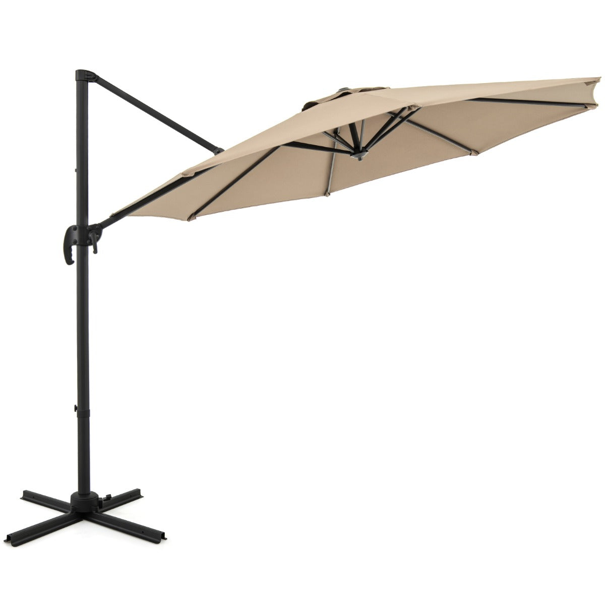 LIVSK Verstelbare Zweefparasol 294 x 247 cm - 360° Rotatie - Premium Polyester - Stabiele Kruisvoet - Kleurvast - Beige