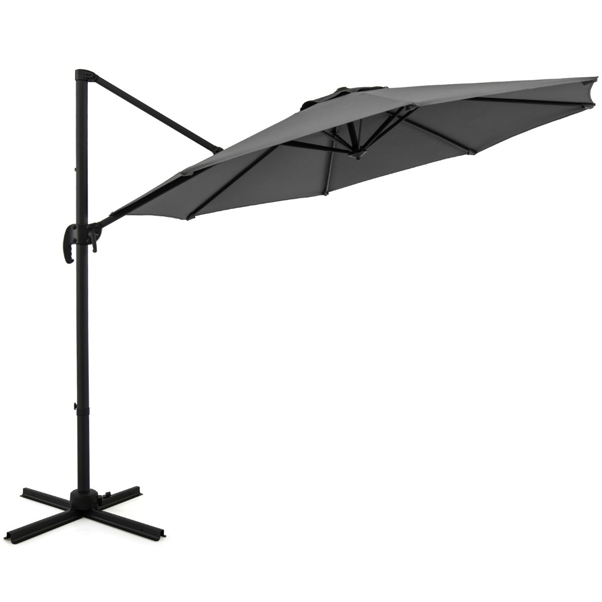 LIVSK Zweefparasol - Verstelbare Hellingen - 360° Rotatie - Stabiele Kruisvoet - Polyester - 308 x 248 cm - Bruin