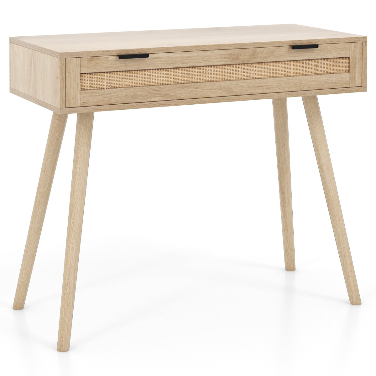 Livsk costway rotan consoletafel met schuiflade haltafel in bohemian stijl houten salontafel kaptafel natuurlijk 1 1