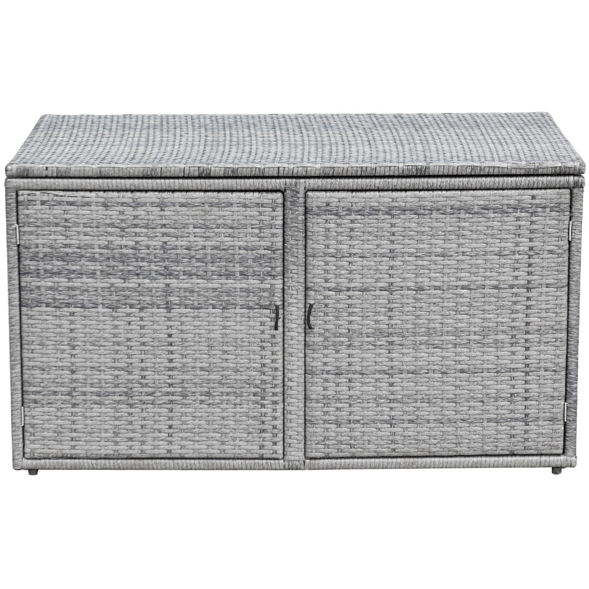 LIVSK Weerbestendige Tuinkist - 335L Opbergbox met 2 Planken - Stalen Frame - Modern Design - Eenvoudige Montage - Grijs