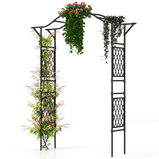 LIVSK Tuinboog voor Klimplanten - Roestvrij PE-gecoat Metaal - Elegante Boog - Eenvoudige Installatie - 170 x 39 x 210 cm - Zwart
