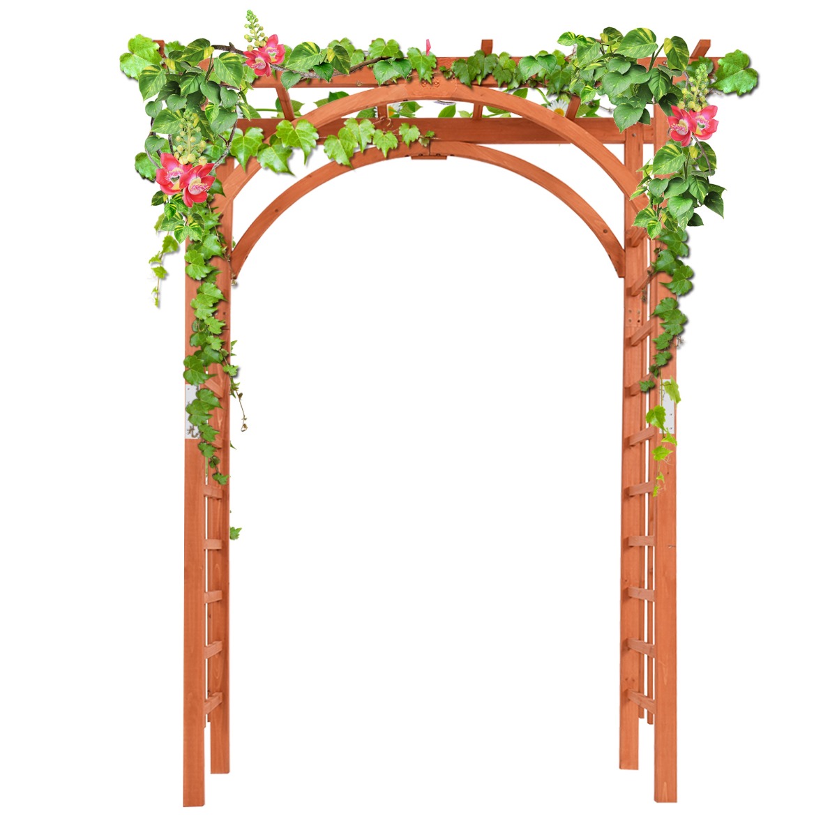 Livsk costway rozenboog van hout tuinboog voor klimplanten houten tuinboog voor buiten elegante trouwboog voor ceremonies trouwfotos