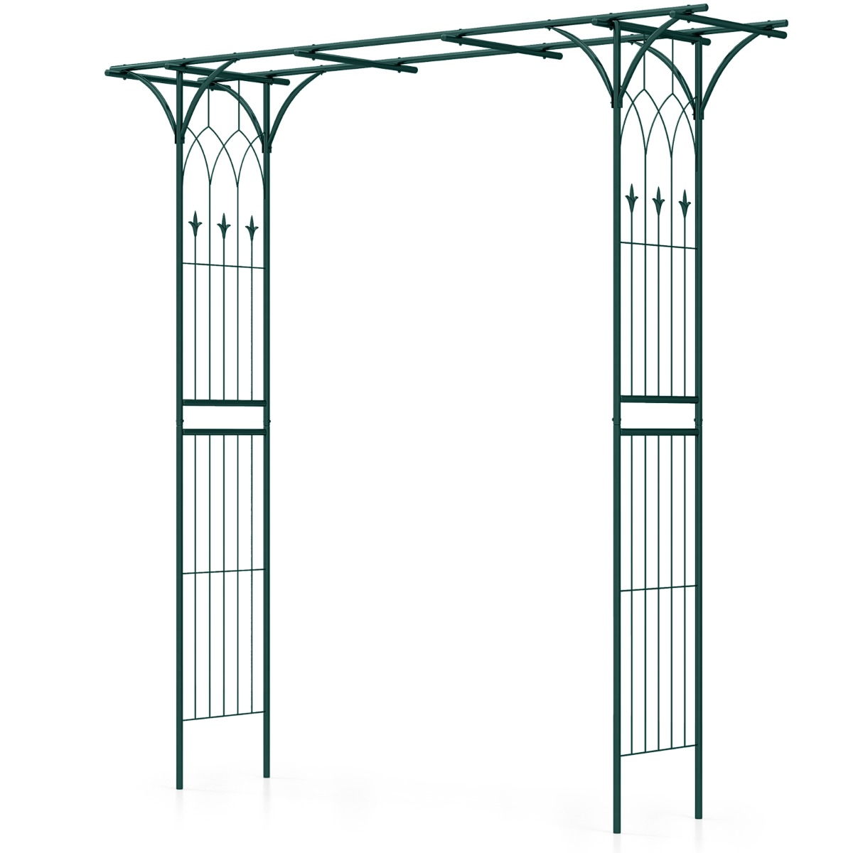 LIVSK Metalen Tuinboog - Weerbestendig en Roestvrij - Eenvoudig te Monteren - Veelzijdig Versierbaar - 205 x 52 x 205 cm - Groen