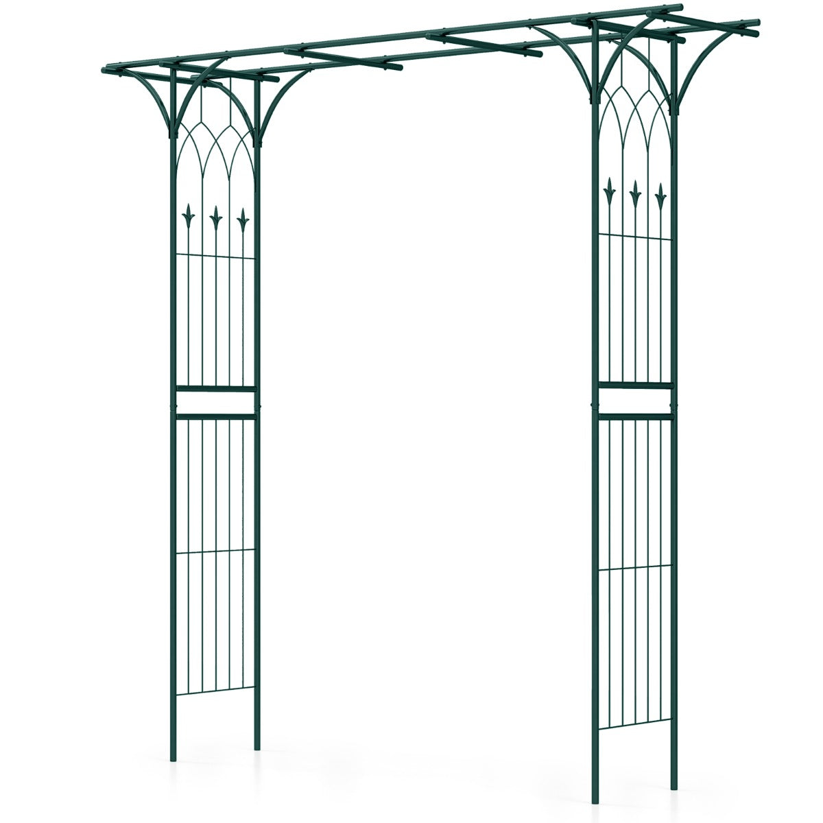 LIVSK Metalen Tuinboog - Weerbestendig en Roestvrij - Eenvoudig te Monteren - Veelzijdig Versierbaar - 205 x 52 x 205 cm - Groen