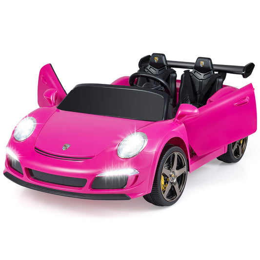 Livsk costway ruf 2 zits elektrische auto voor kinderen 12v met afstandsbediening claxon en led koplampen