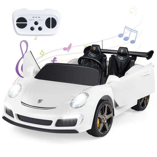 Livsk costway ruf elektrische auto voor kinderen 12 v met afstandsbediening ledverlichting muziek en draadloze connectiviteit