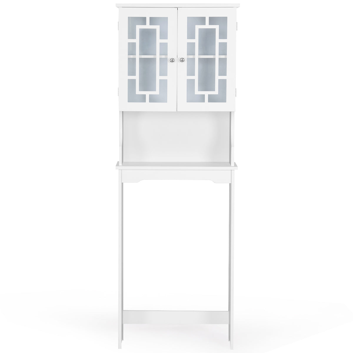 LIVSK Ruimtebesparende Badkamerkast - Verstelbare Plank - Dubbele Glazen Deur - Stevig MDF - 60 x 22 x 170,5 cm - Wit
