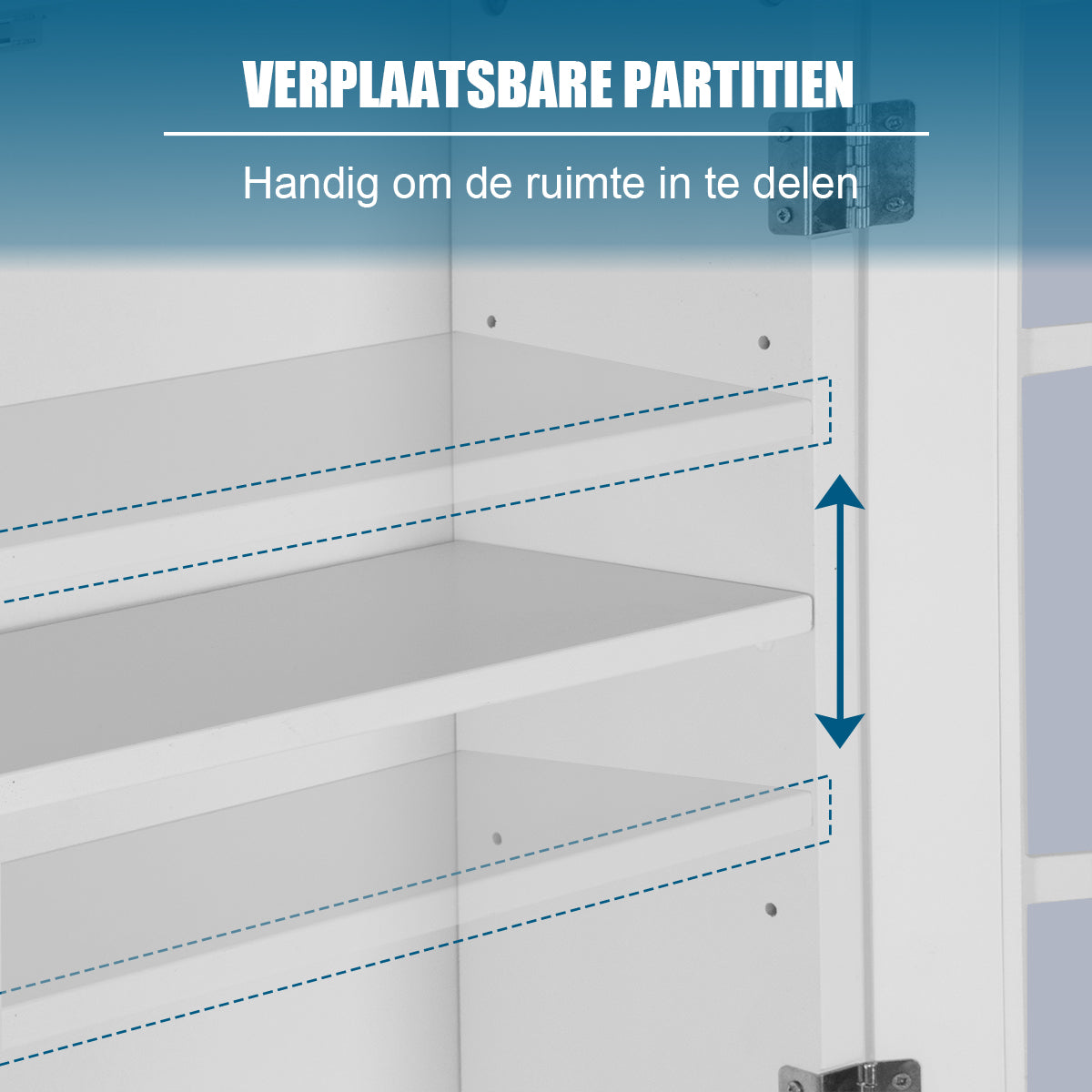 LIVSK Ruimtebesparende Badkamerkast - Verstelbare Plank - Dubbele Glazen Deur - Stevig MDF - 60 x 22 x 170,5 cm - Wit
