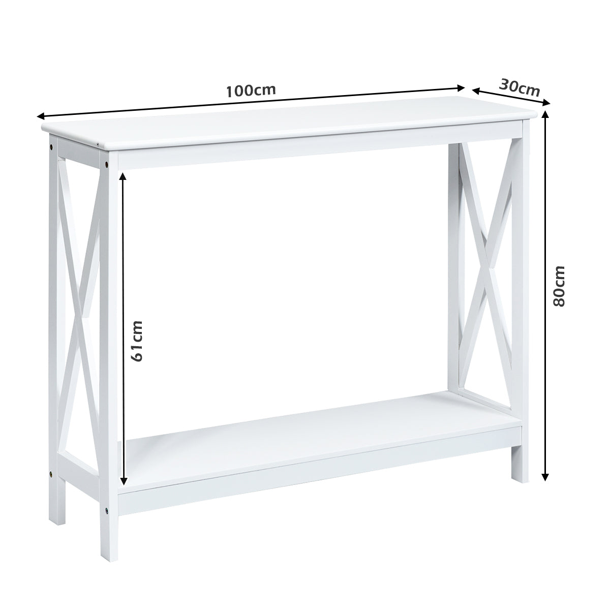 LIVSK Elegante Consoletafel - Hoogwaardig MDF met X-structuur - Ruim Tafelblad en Open Plank - Multifunctioneel - Wit