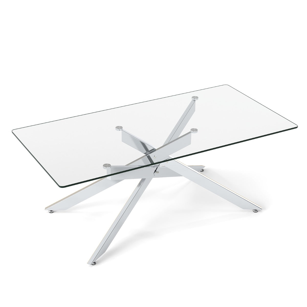 Livsk costway salontafel rechthoekige salontafel met gehard glazen blad en metalen buizenframe 120 x 60 x 455 cm zilver 1