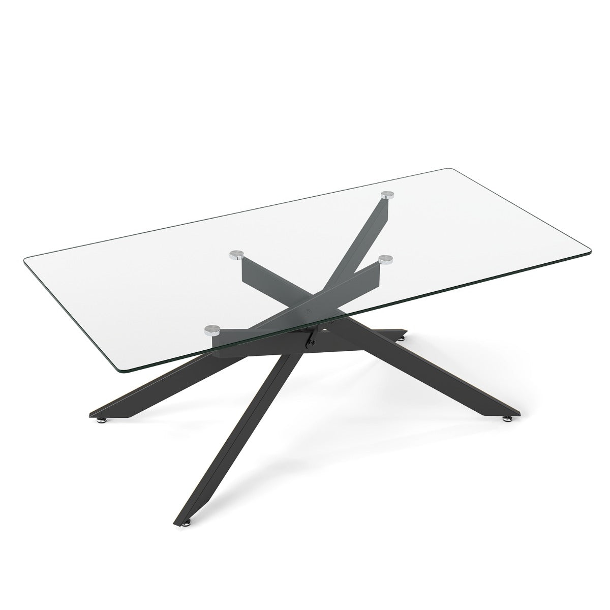 Livsk costway salontafel rechthoekige salontafel met gehard glazen blad en metalen buizenframe 120 x 60 x 455 cm zwart 1