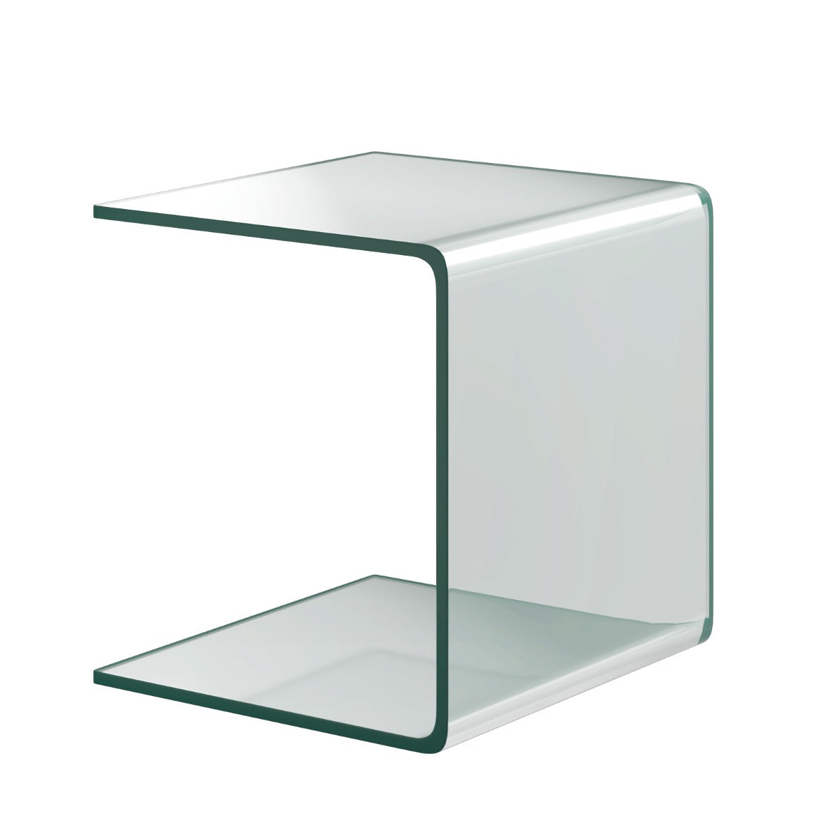 LIVSK Glazen Bijzettafel - U-vormig Design - Hittebestendig Geharde Glas - Geen Montage Nodig - Tot 30 kg - Transparant