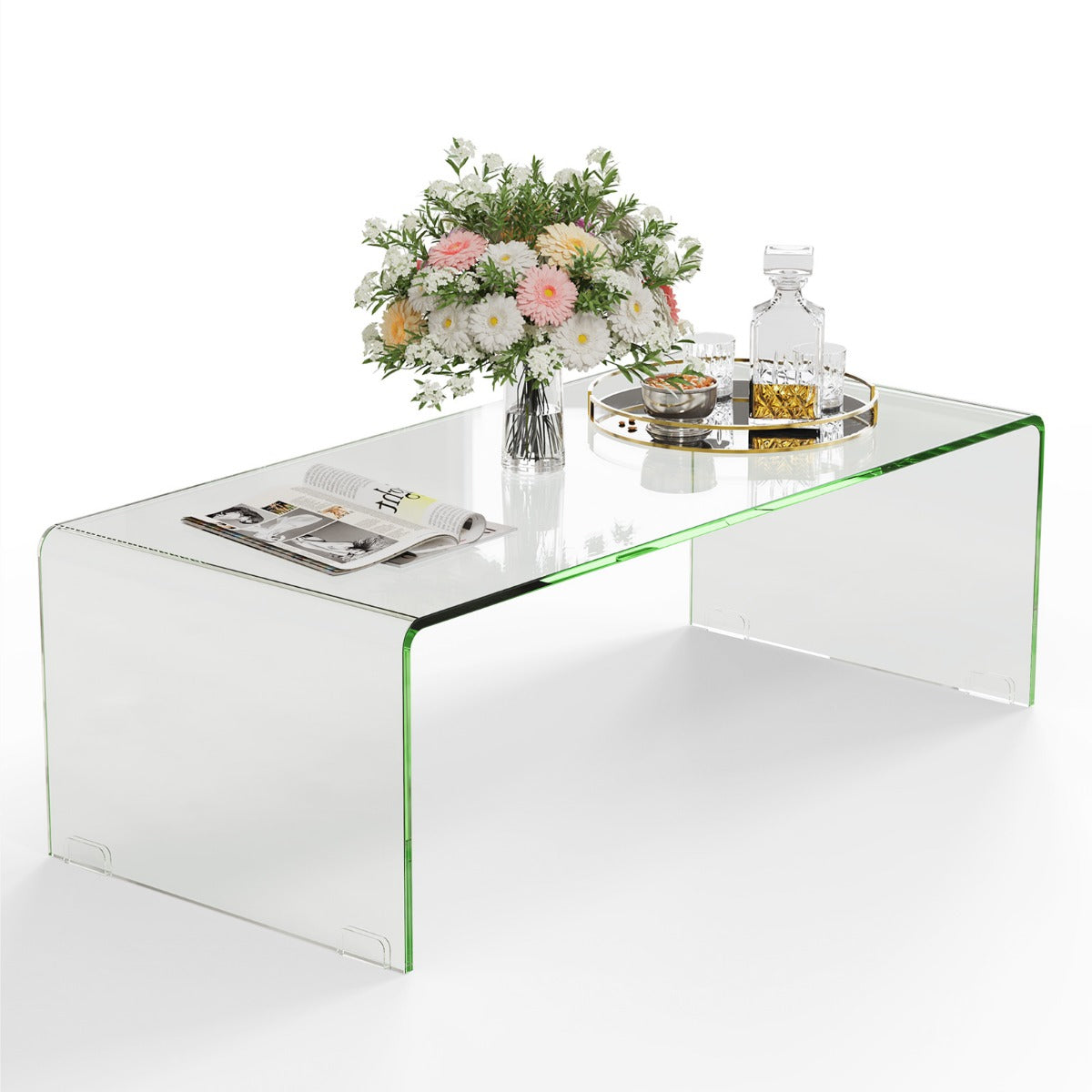 LIVSK Bijzettafel van Gehard Glas - Modern Design - Hittebestendig en Waterafstotend - Draagvermogen 30 kg - 108 x 50 x 35 cm -