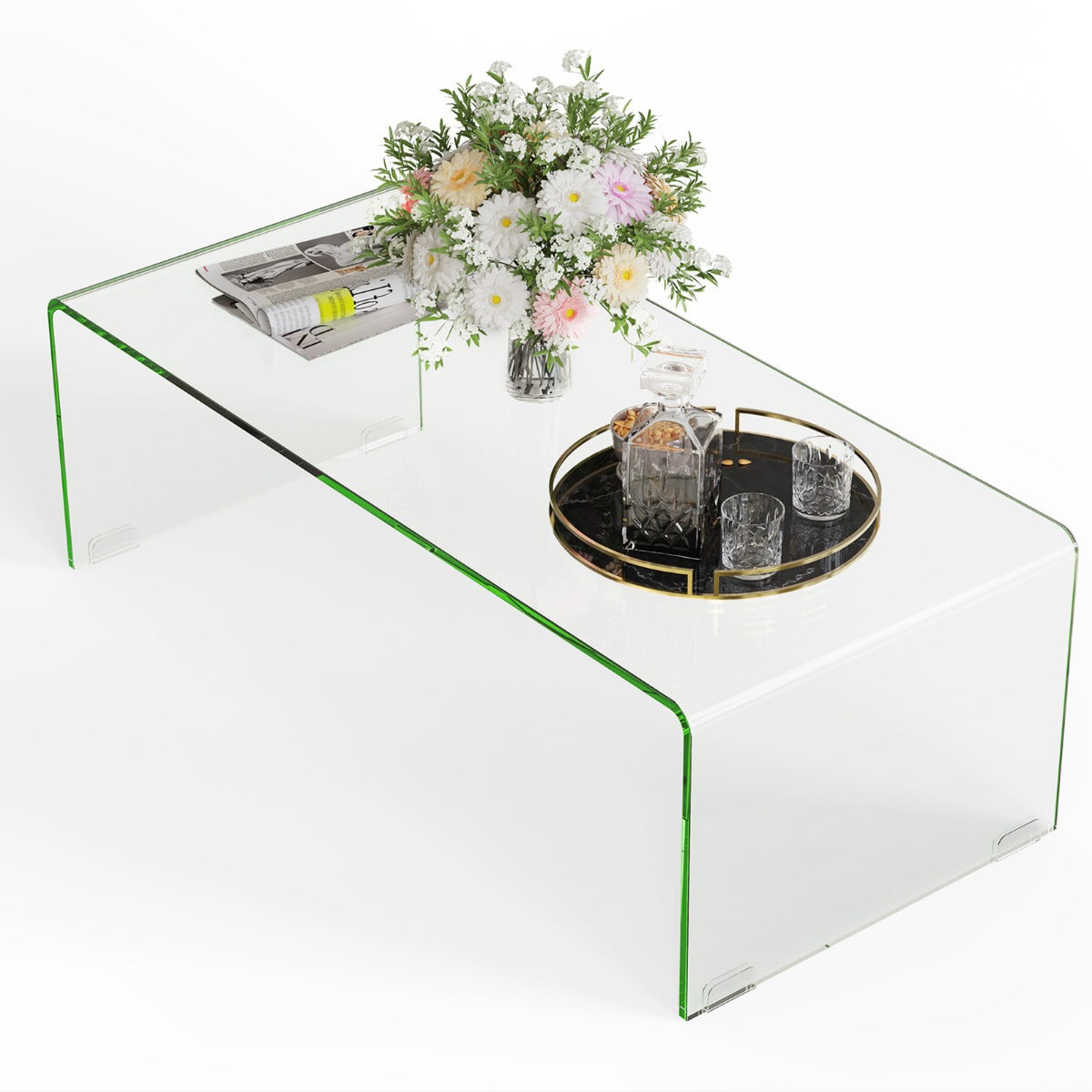 LIVSK Bijzettafel van Gehard Glas - Modern Design - Hittebestendig en Waterafstotend - Draagvermogen 30 kg - 108 x 50 x 35 cm -