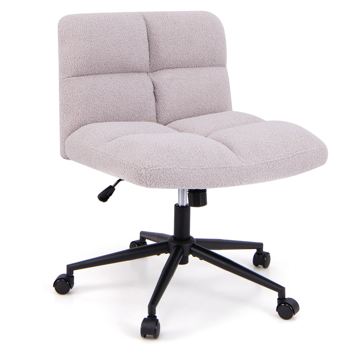 LIVSK Draaibare Werkstoel - Ergonomisch met Verstelbare Hoogte - Luxe Imitatie-Sheepskin - Stabiele Basis - Lichtgrijs