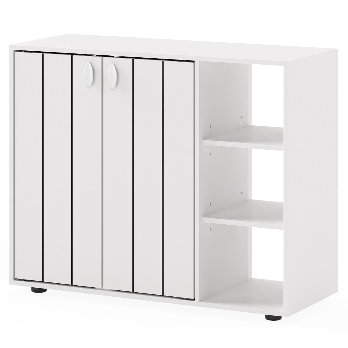 Livsk costway schoenenkast met 2 deuren schoenenrek met 3 niveaus en verstelbare open planken moderne schoenenkast van hout wit 1 1