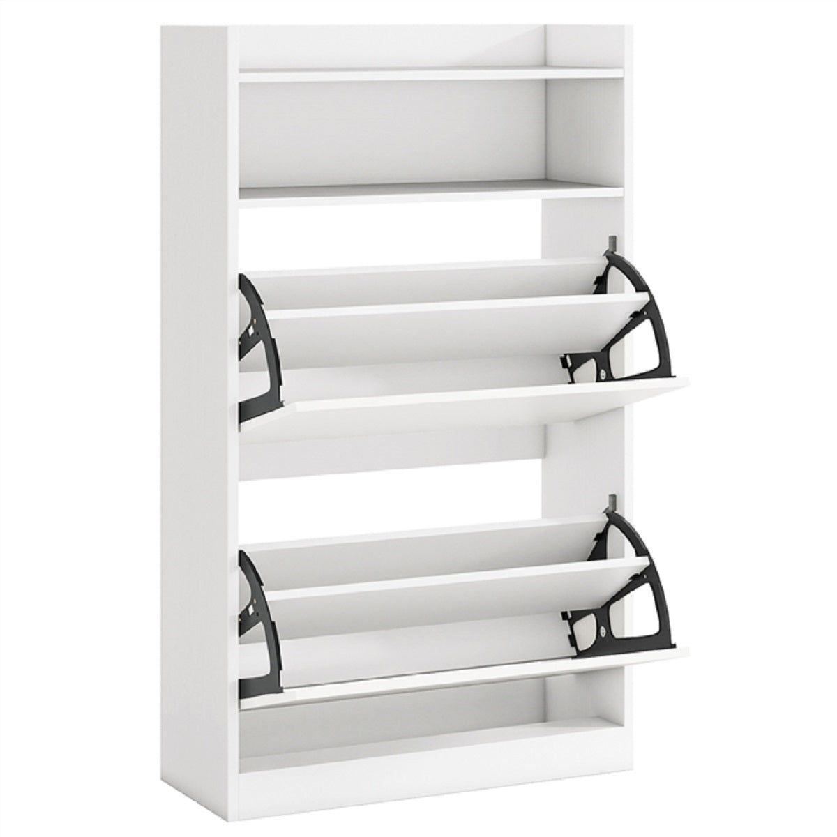 LIVSK Schoenenkast met Klapvakken - Ruimtebesparend en Elegant - 60 x 24 x 102 cm - Wit/Rustieke houtlook