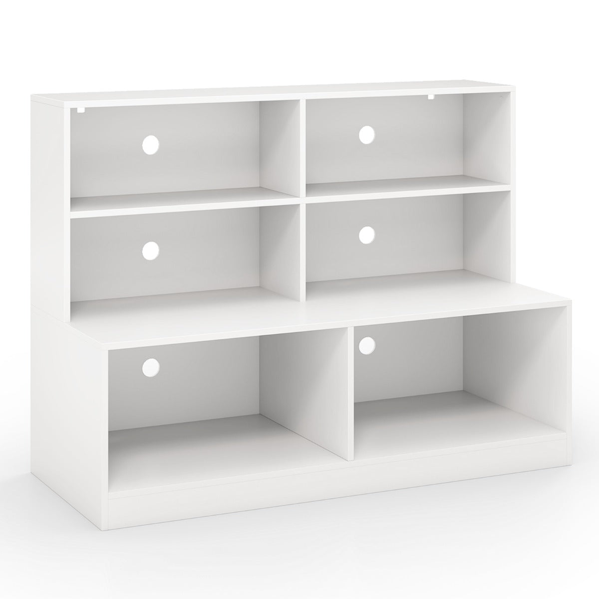 LIVSK 2-in-1 Schoenenrek met Bank - Ruim Tafelblad - 4 Opbergvakken - 2 Schoencompartimenten - Draagkracht 200 kg - Wit