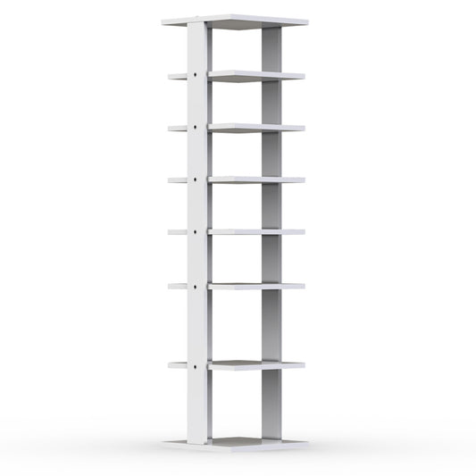 LIVSK Schoenenrek met 8 Open Schappen - Duurzaam Hout - Multifunctioneel en Stabiel - Tot 55 kg - Wit