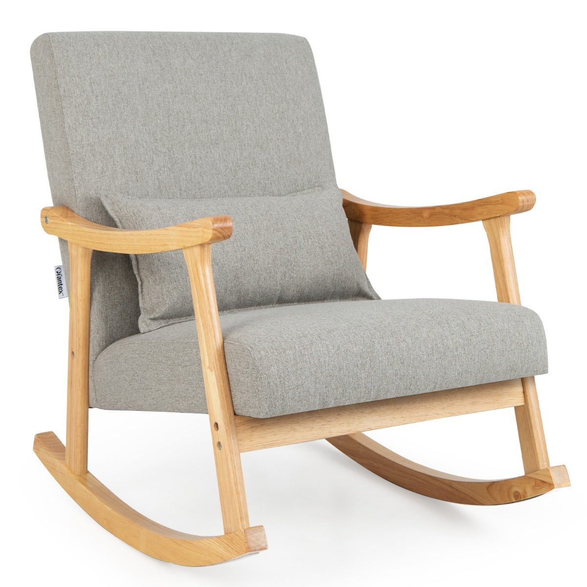 LIVSK Schommelstoel met Hoge Rugleuning - Ergonomisch Design - Polyester Bekleding - Draagvermogen tot 150 kg - Grijs